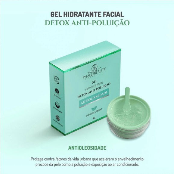 Gel Creme Hidratante Facial  (Anti-Oleosidade Nutricão - Detox Anti-Poluiçao ) PHALLEBEAUTY😍