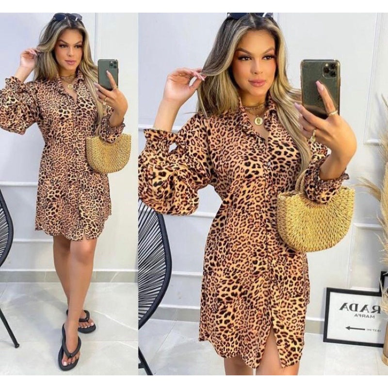 Vestido chamise com punho chemise