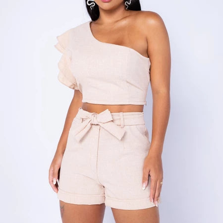 Conjunto Feminino em Linhão Shorts e Cropped Mula Manca