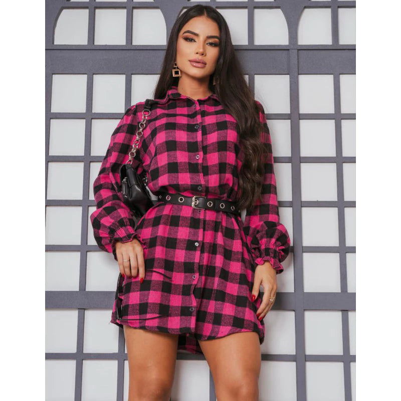 Vestido Chemise Chamise Flanelada Xadrez
