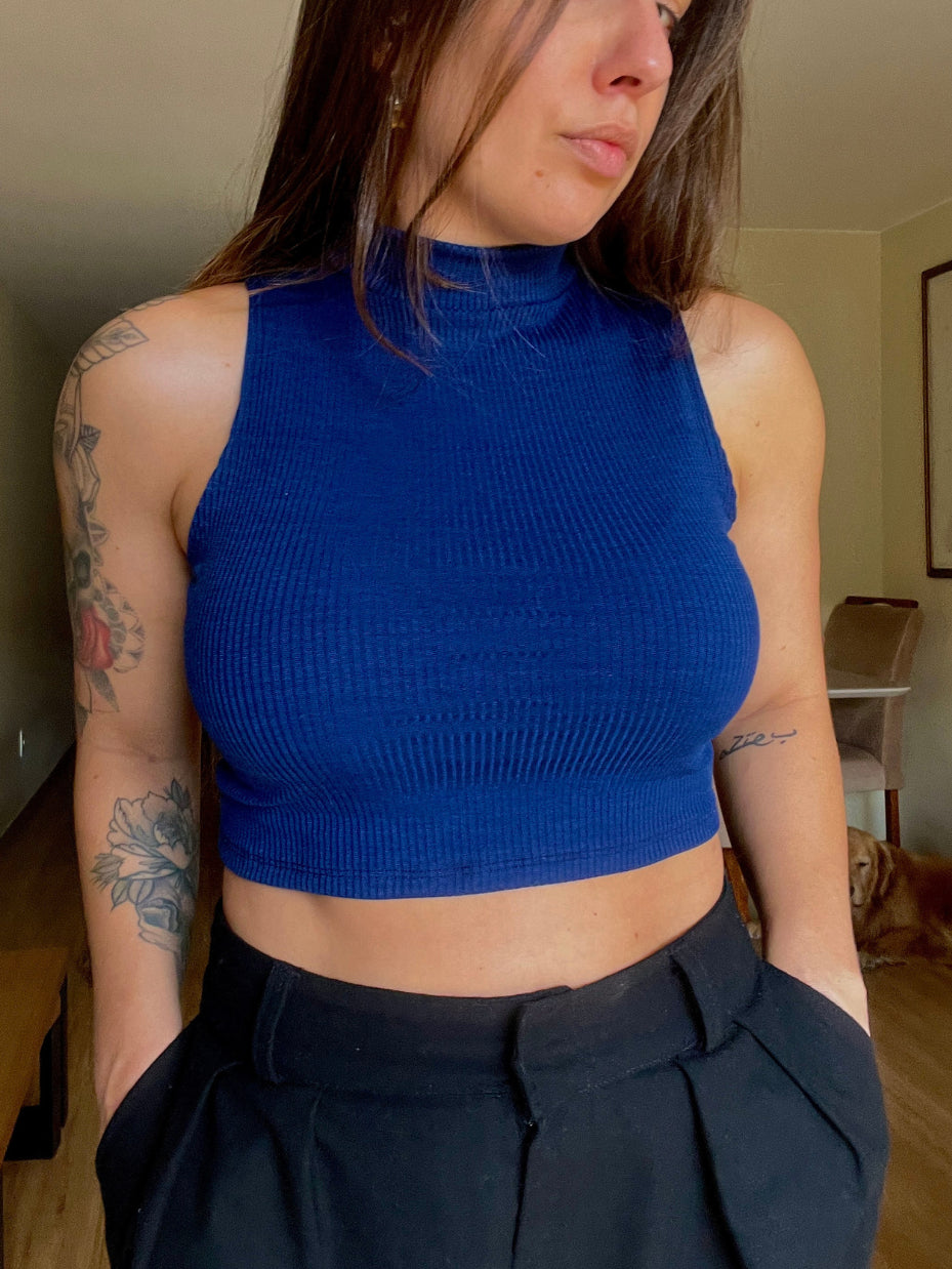 Cropped Canelado Gola Alta