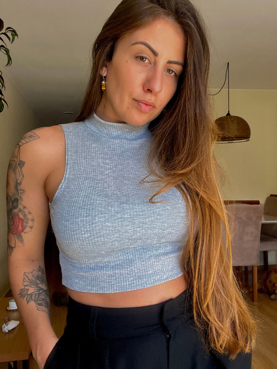 Cropped Canelado Gola Alta