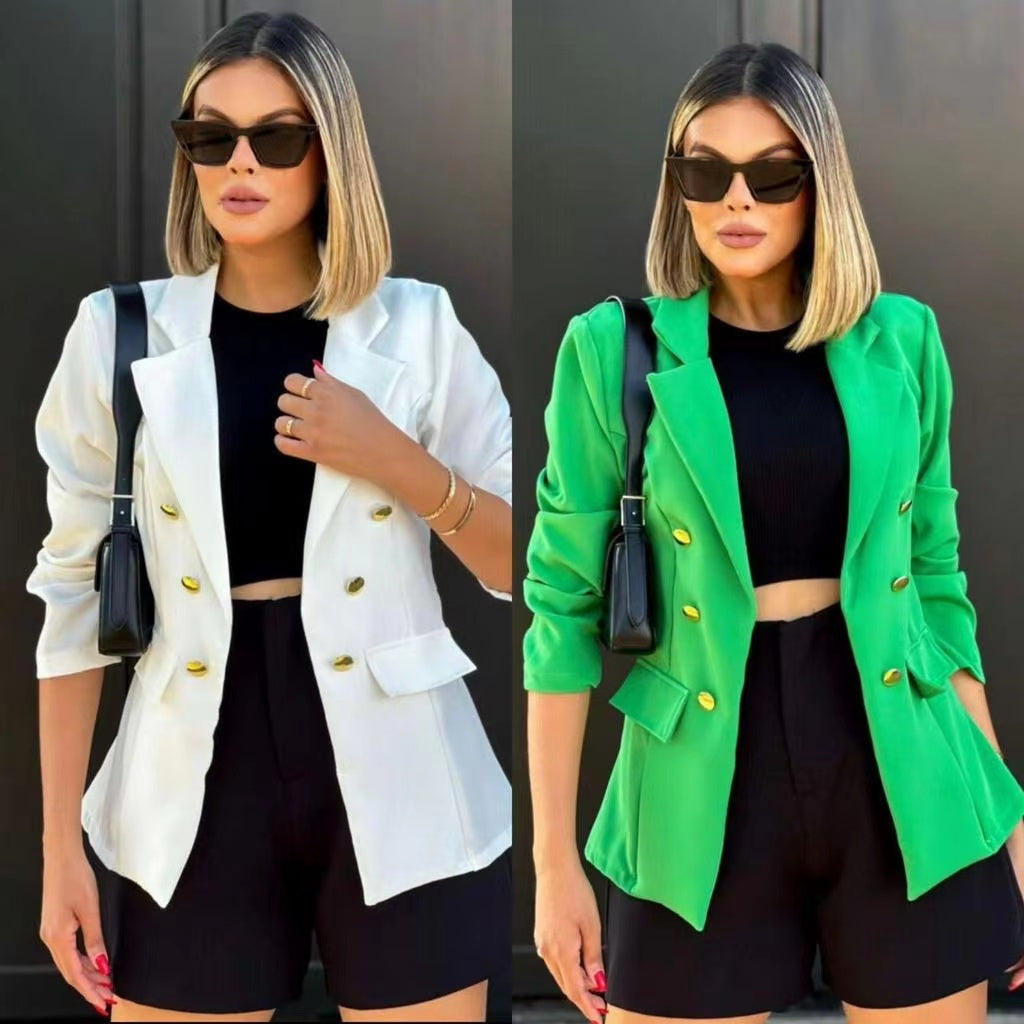 Blazer Feminino Alfaiataria Social Com Botão