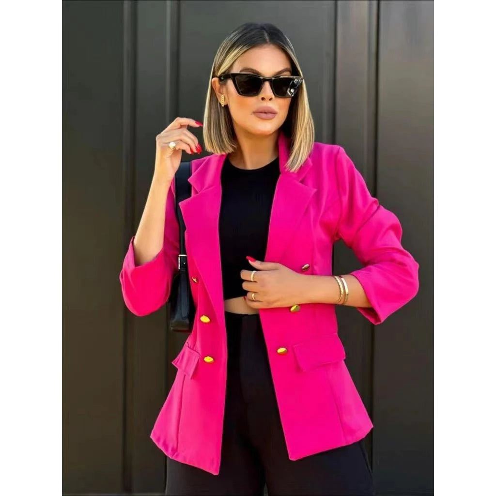 Blazer Feminino Alfaiataria Social Com Botão