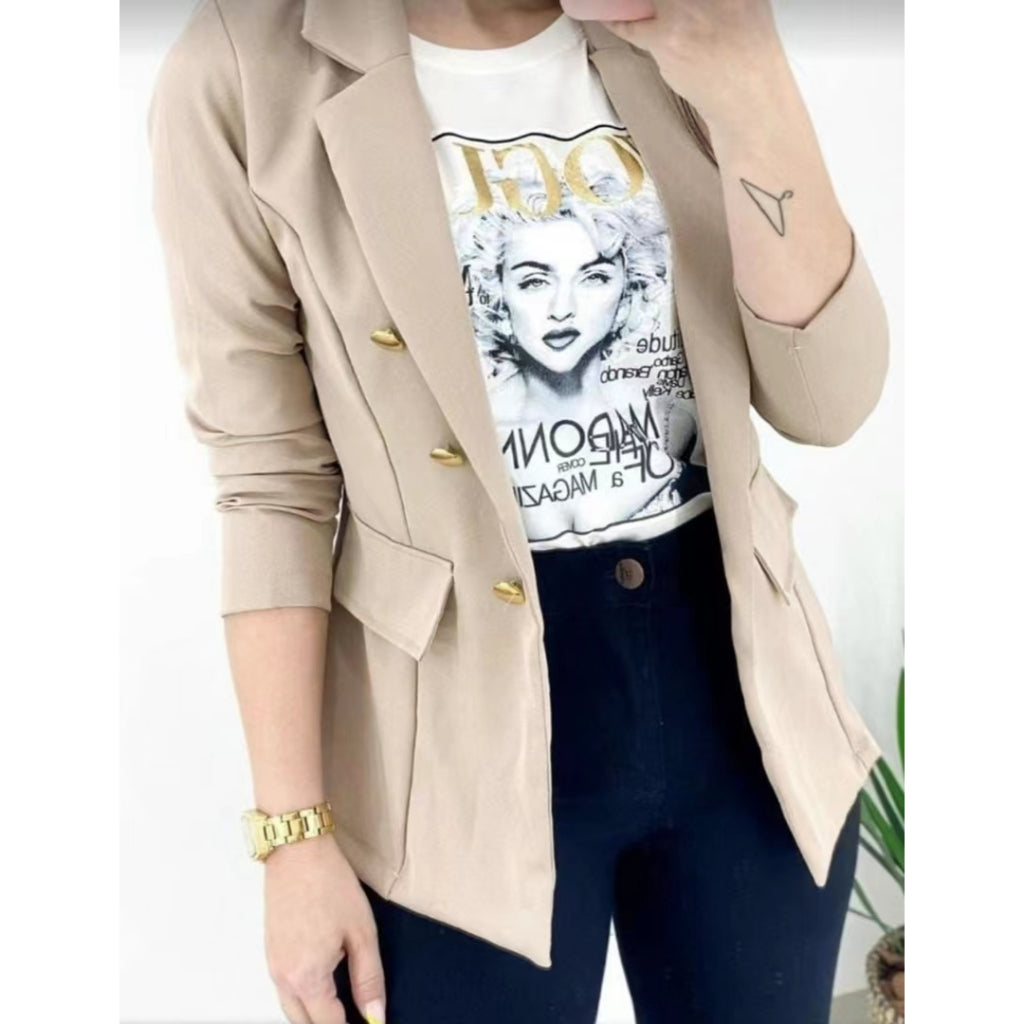 Blazer Feminino Alfaiataria Social Com Botão