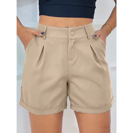 Short Feminino Alfaiataria Plissado Elegante e Confortável