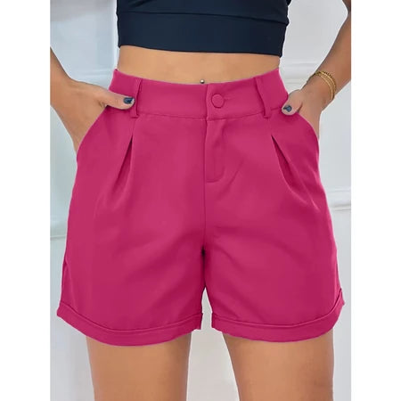 Short Feminino Alfaiataria Plissado Elegante e Confortável