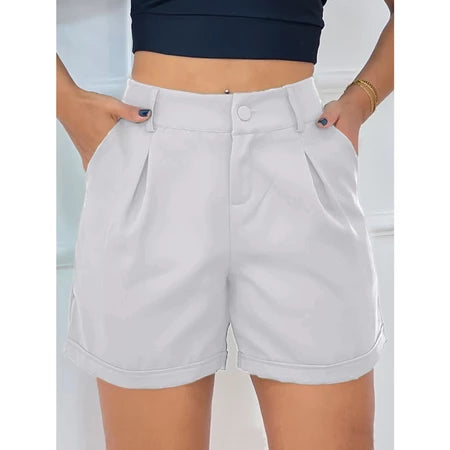 Short Feminino Alfaiataria Plissado Elegante e Confortável