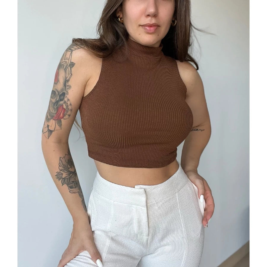 Cropped Canelado Gola Alta