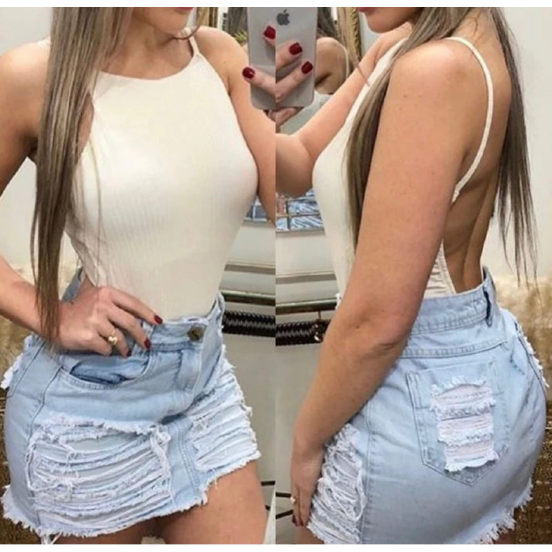 Body Feminino Canelado Cavado Alcinha Costas nuas
