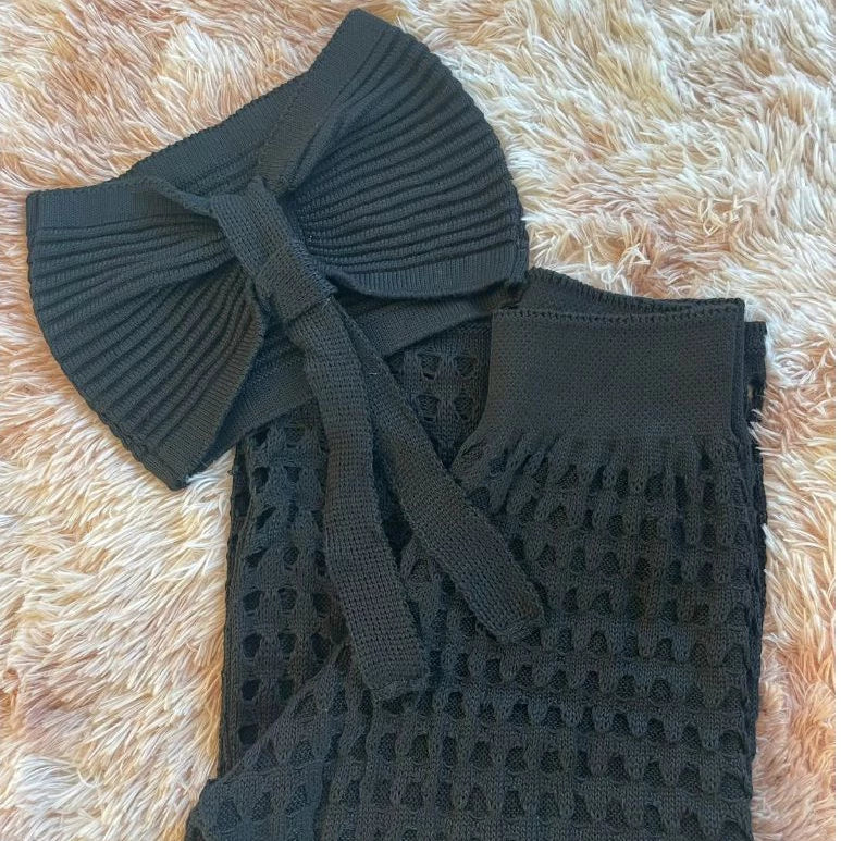 Conjunto Saída de Praia Verão Calça e Cropped Tomara que Caia Tricô