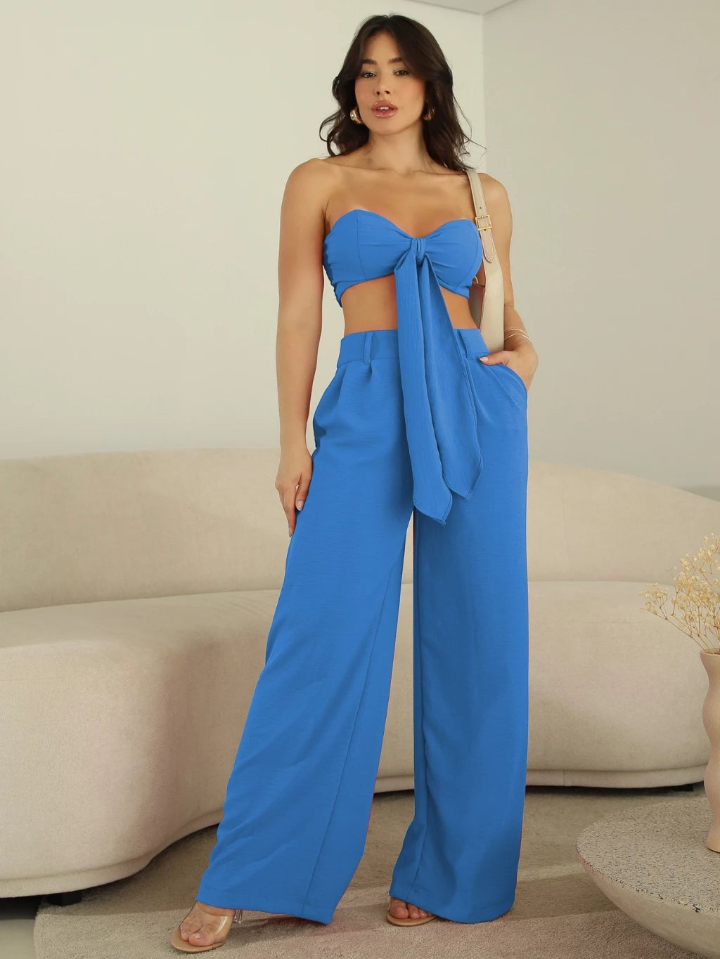 Conjunto Top com Laço e Calça Variante Duna Verão