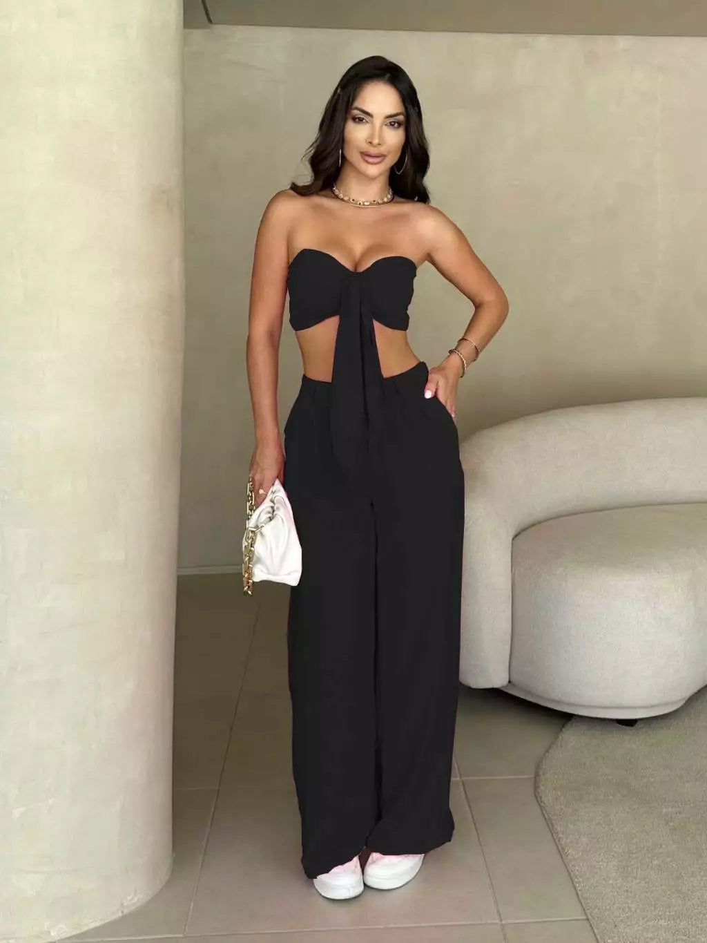 Conjunto Top com Laço e Calça Variante Duna Verão