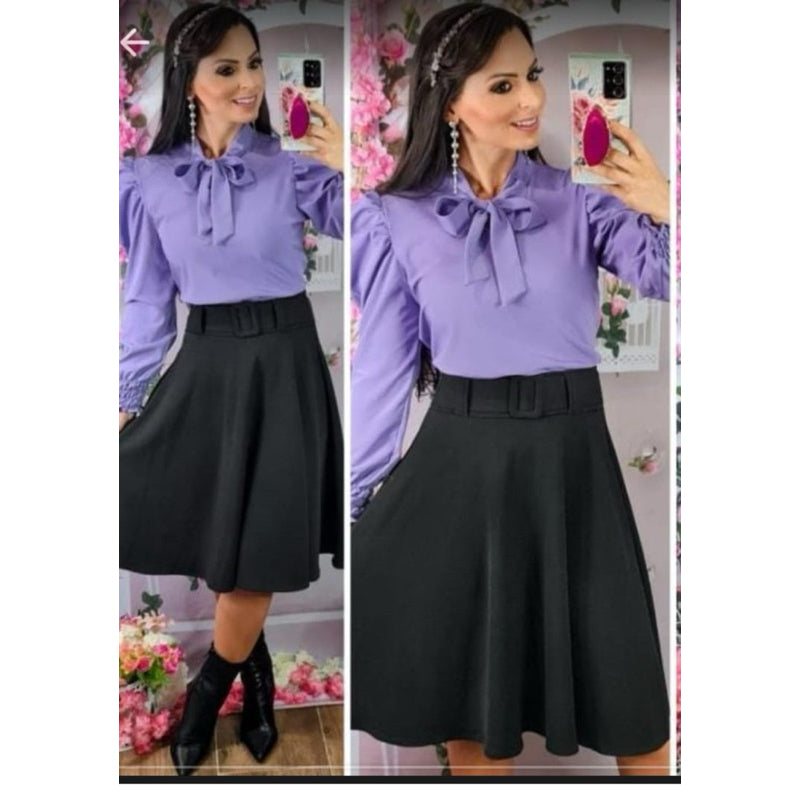 Camisa Feminina Social Manga Comprida - Crepe de Seda