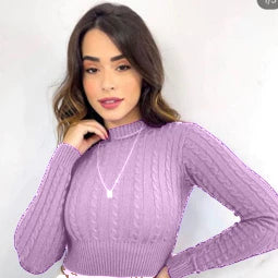 Cropped Manga Longa em Tricot