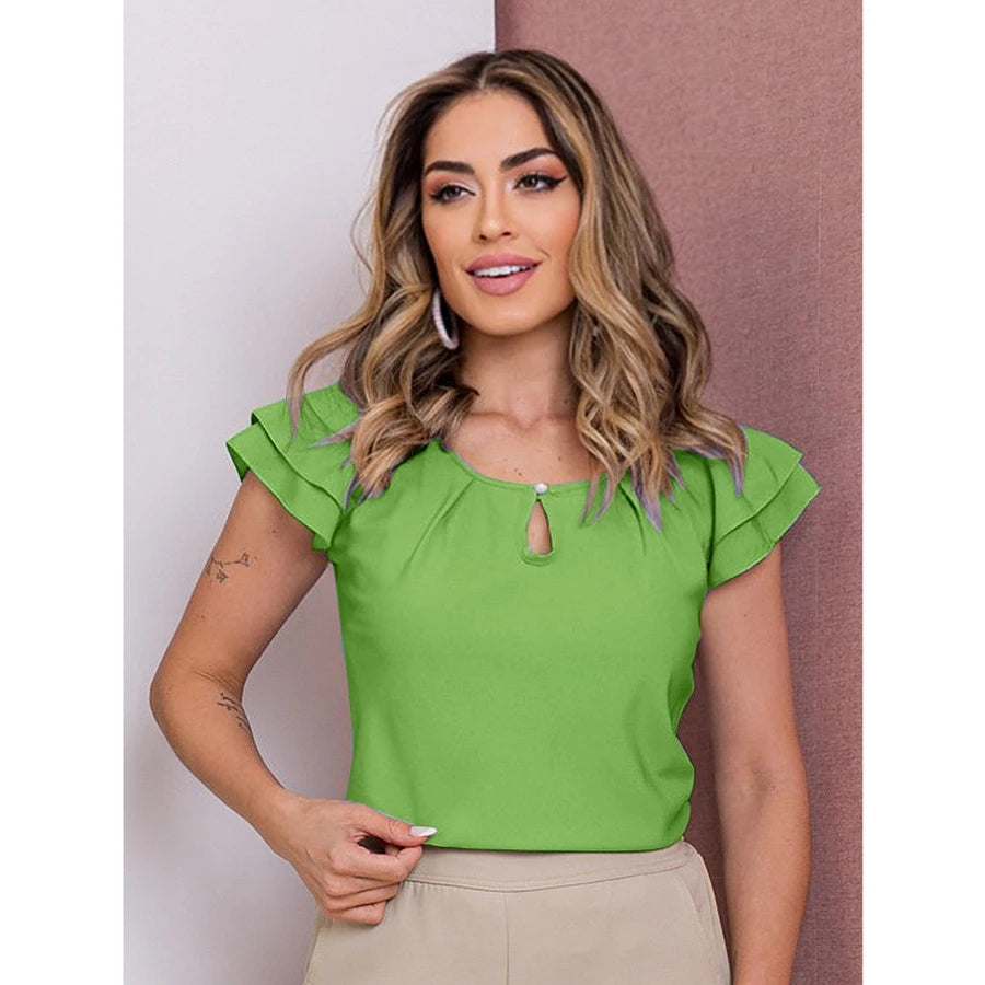 Blusa Feminina Babado com Manga Curta