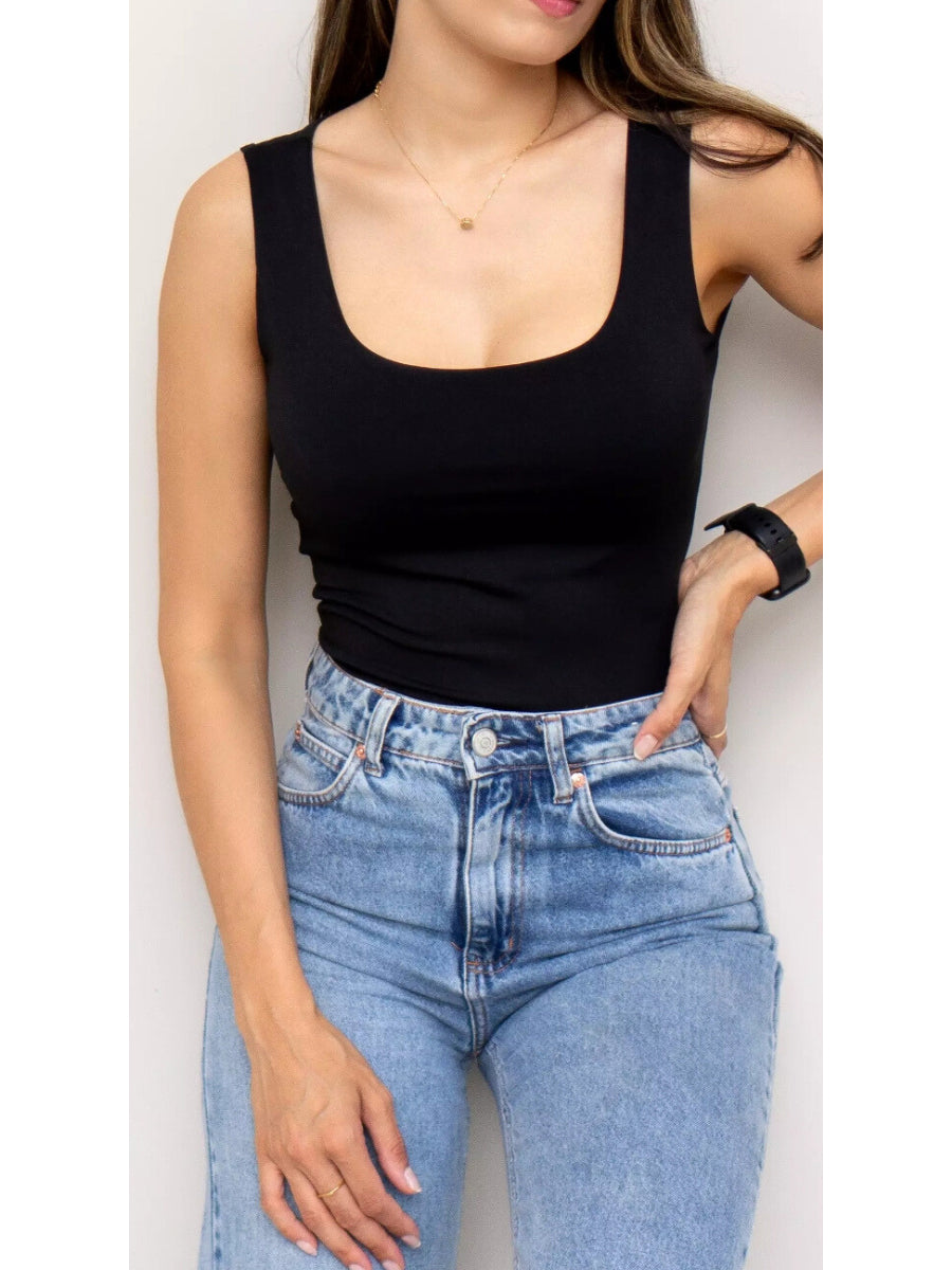 Blusa Feminina Regata Alça Larga Forrada