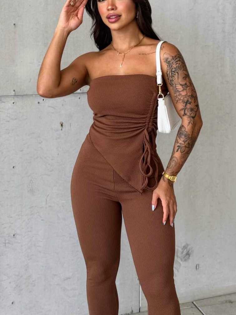 Conjunto Maia Feminino – Blusa Tomara que Caia + Calça Flare Outono Inverno