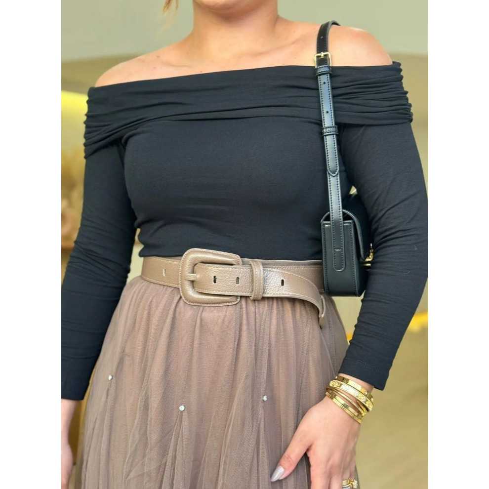 Blusa Ombro a Ombro Ciganinha Manga Comprida Moda Gringa