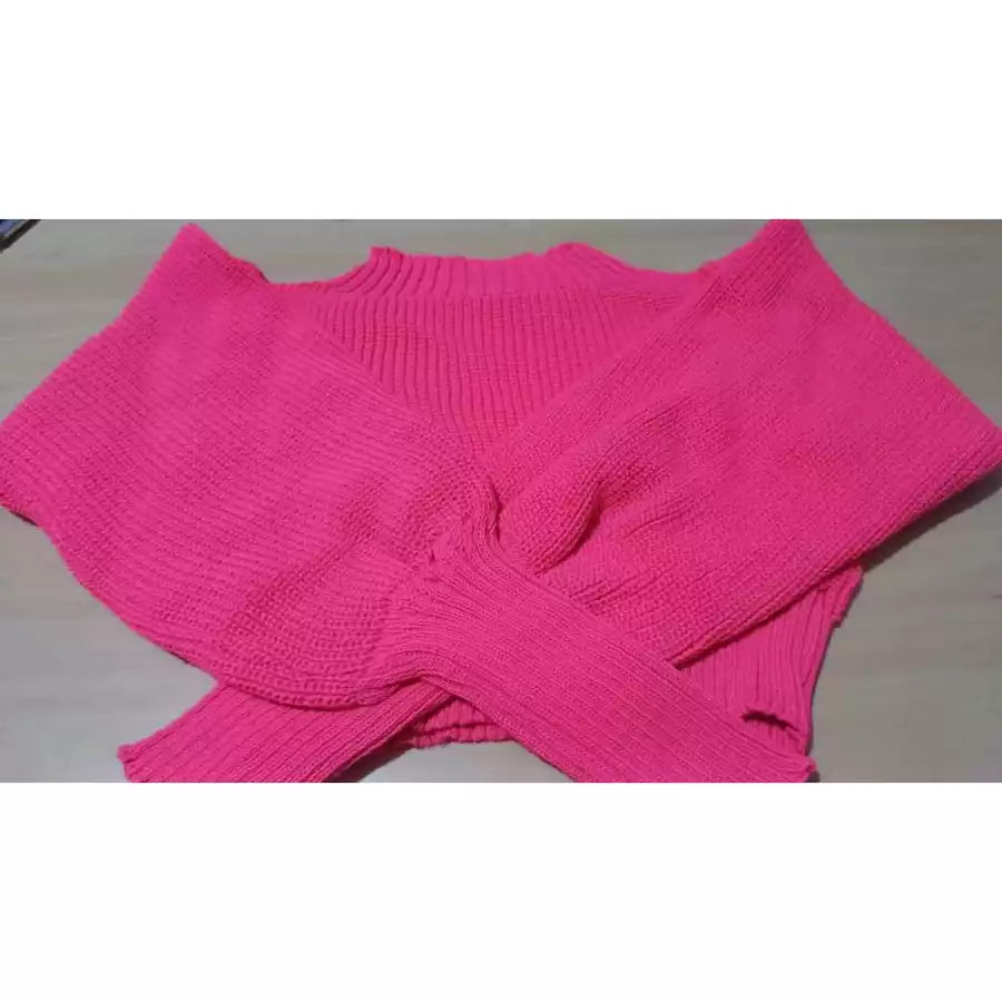 Cropped Manga Bufante Tricô Tricot Blusa de Frio Inverno