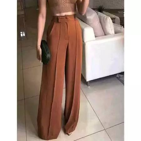Calça Feminina Pantalona Wide Leg Duna com Botão