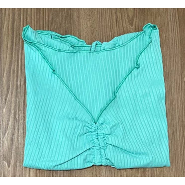 Cropped Feminino Drapeado Gringa Manga Longa