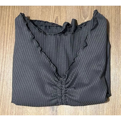 Cropped Feminino Drapeado Gringa Manga Longa