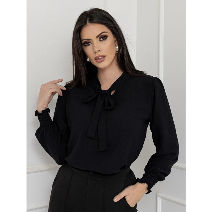 Camisa Feminina Social Manga Comprida - Crepe de Seda