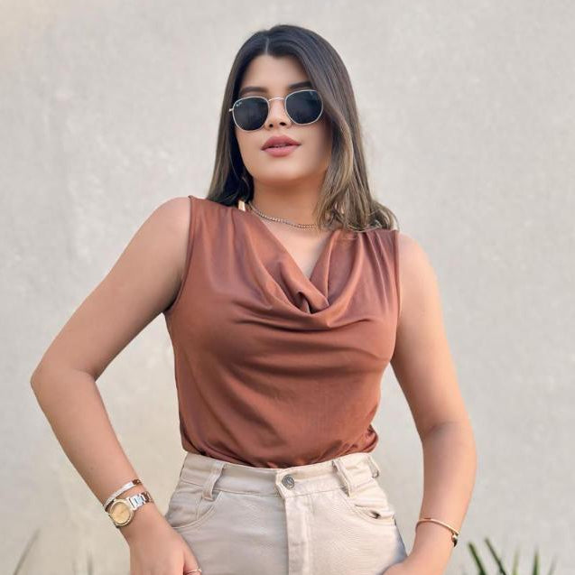 Blusa Feminina Gola Boba Suplex Light Moda Verão Elegante