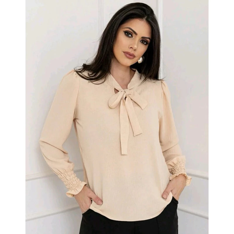 Camisa Feminina Social Manga Comprida - Crepe de Seda