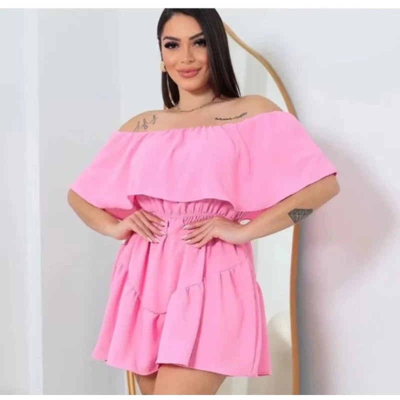 Macaquinho ciganinha ombro a ombro manga curta Simples Glamour