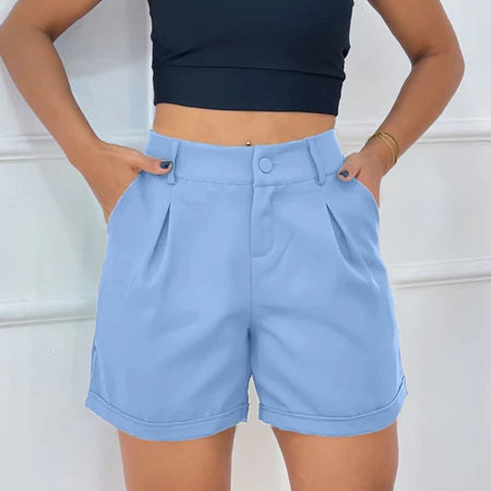 Short Feminino Alfaiataria Plissado Elegante e Confortável