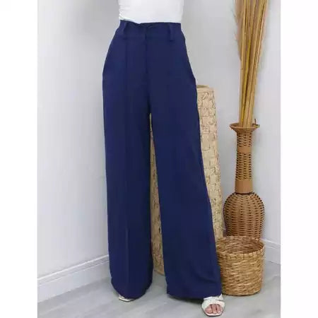 Calça Feminina Pantalona Wide Leg Duna com Botão