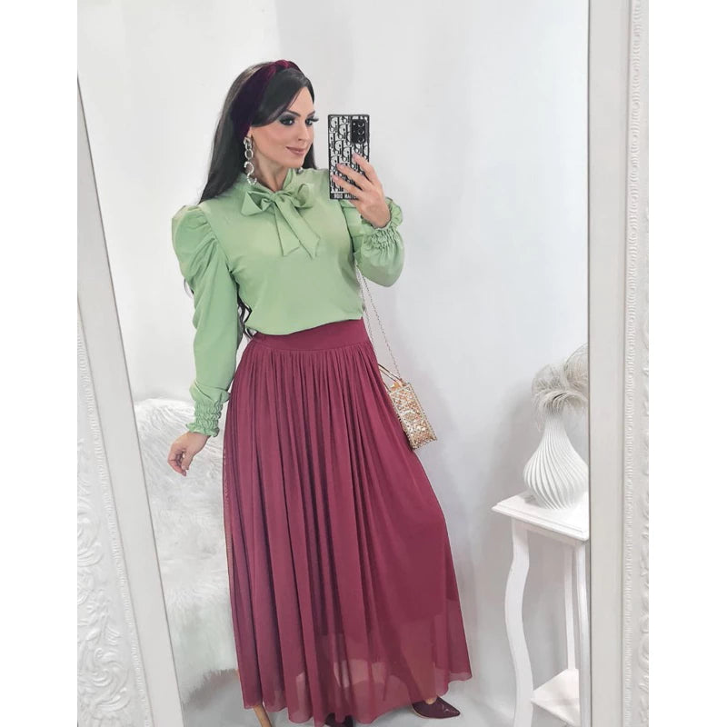 Camisa Feminina Social Manga Comprida - Crepe de Seda