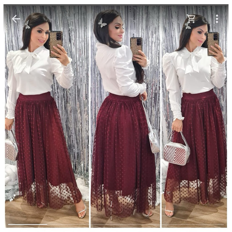 Camisa Feminina Social Manga Comprida - Crepe de Seda