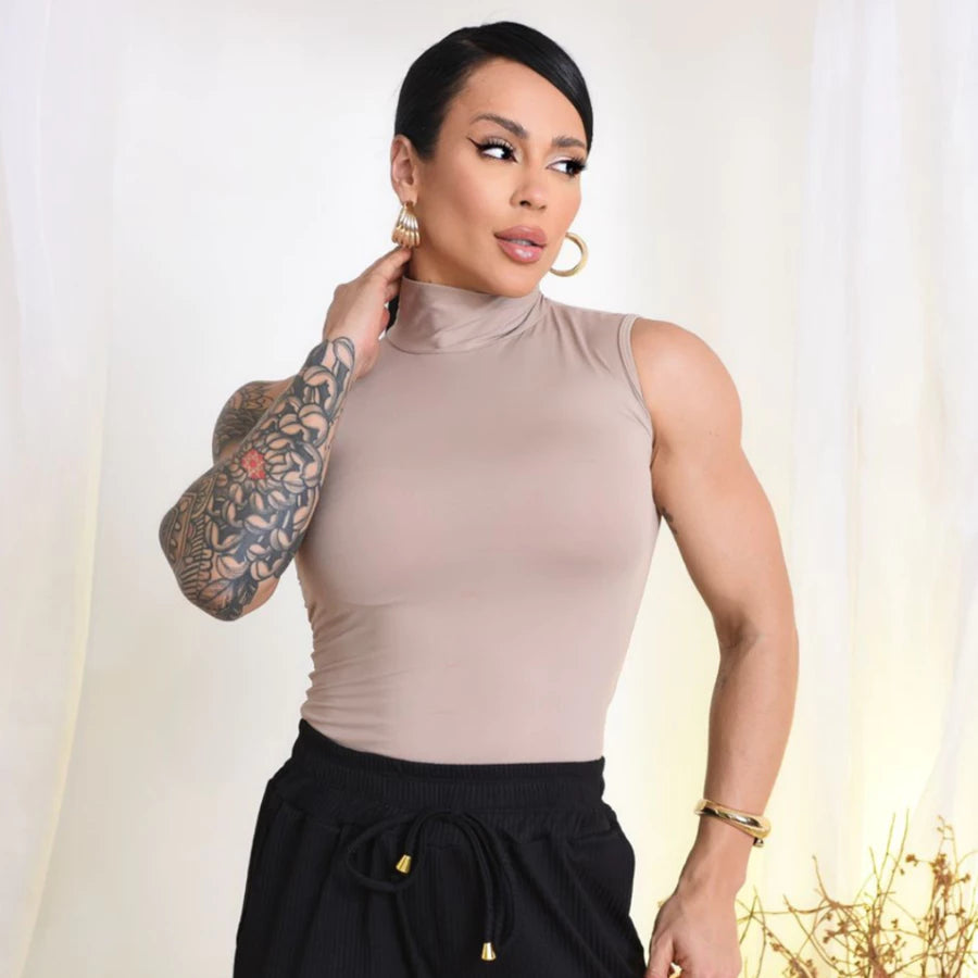 Blusa Gola Alta Na Malha Poliamida Premium