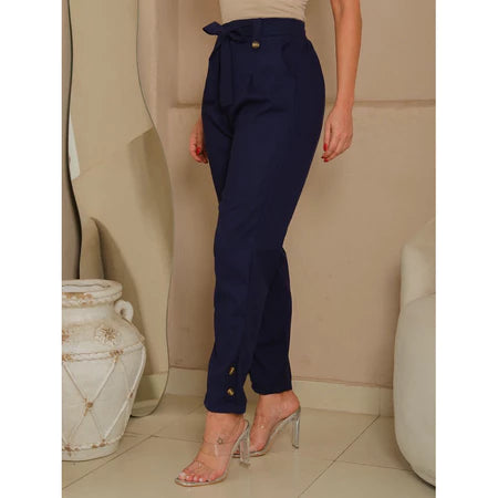Calça Social Feminina de Linho Elegante com Elástico e Forro Interno