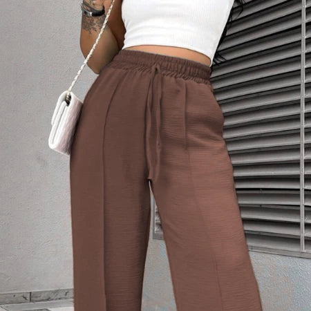 Calça Pantalona Feminina Duna Cintura Alta com Bolso