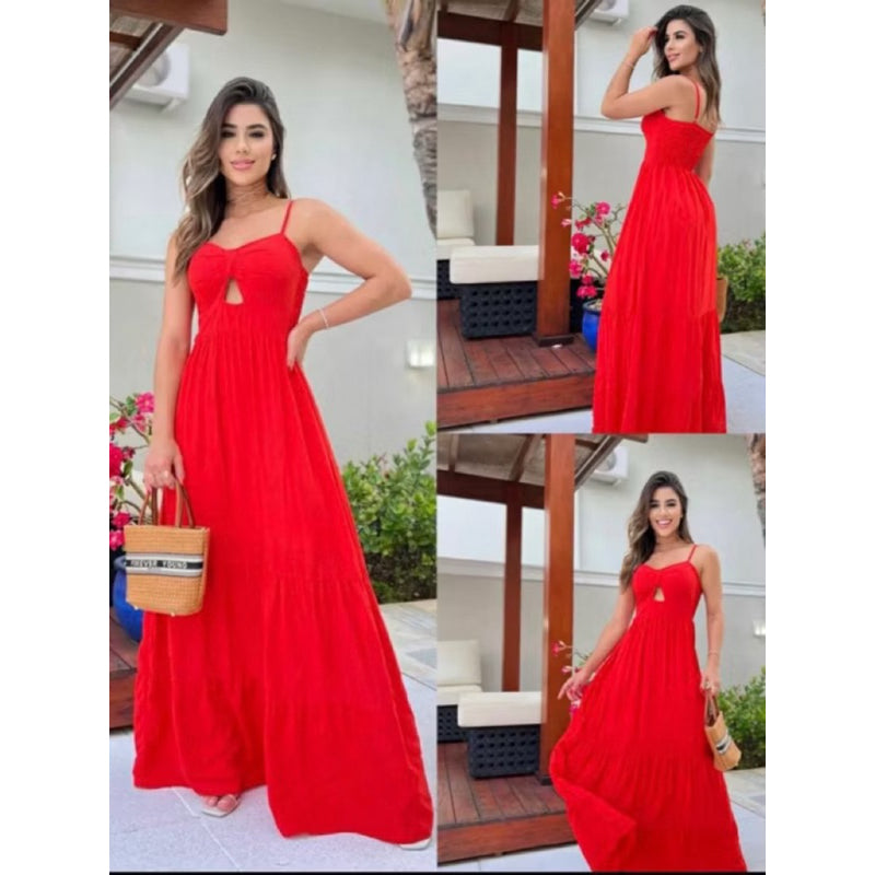 Vestido Longo Bojo Feminino Alça Regulável Linha Premium