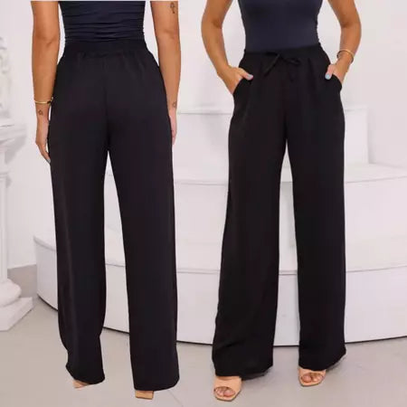 Calça Pantalona Feminina Tecido Duna com Elástico na Cintura