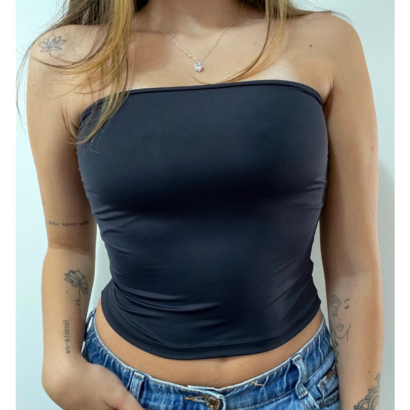 Top Tube Blusa Cropped Poliamida Tomara que Caia
