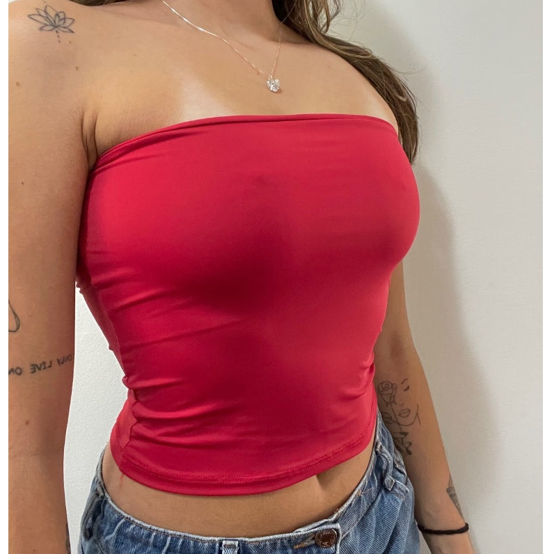 Top Tube Blusa Cropped Poliamida Tomara que Caia