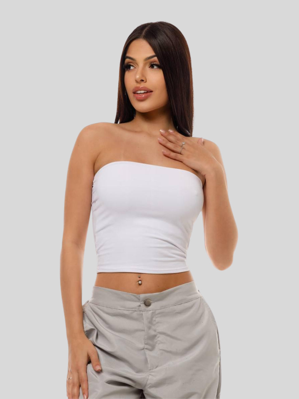 Blusa Cropped Tube Top Tomara Que Caia Com Forro