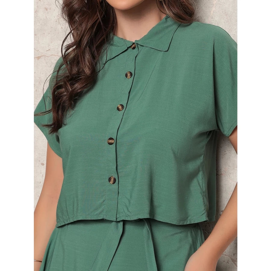 Conjunto Feminino Alfaiataria – Cropped e Saia Longa Rodada com Fenda Meia Lua