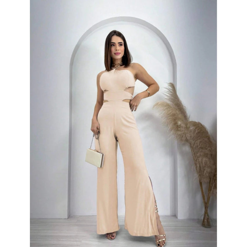 Macacão Pantalona Feminino Longo Soltinho com Bojo