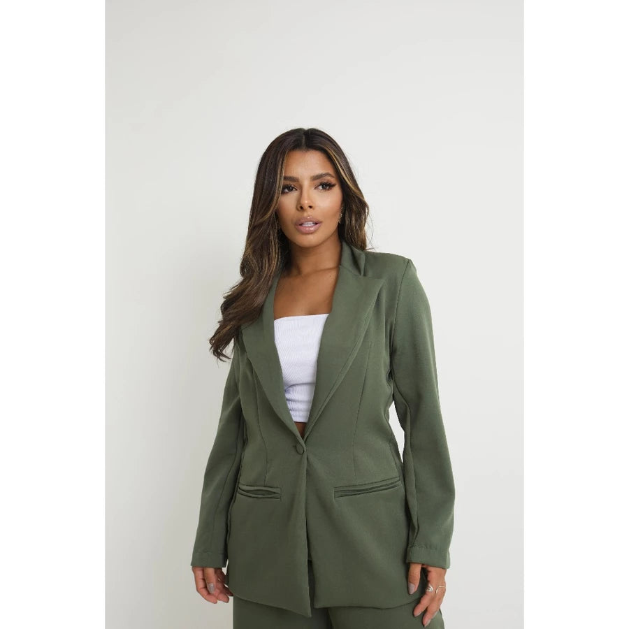 Blazer Alfaiataria Feminino Alongado Social Terninho Botão