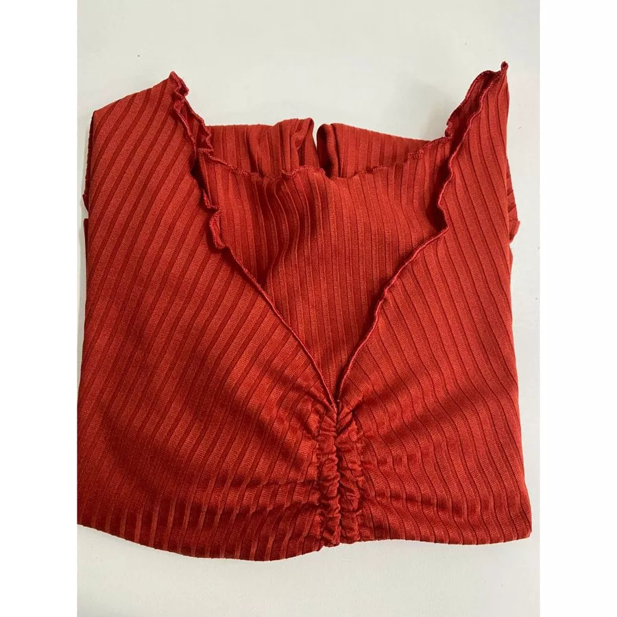Cropped Feminino Drapeado Gringa Manga Longa