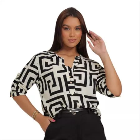 Camisa Social Feminina Manga 3/4