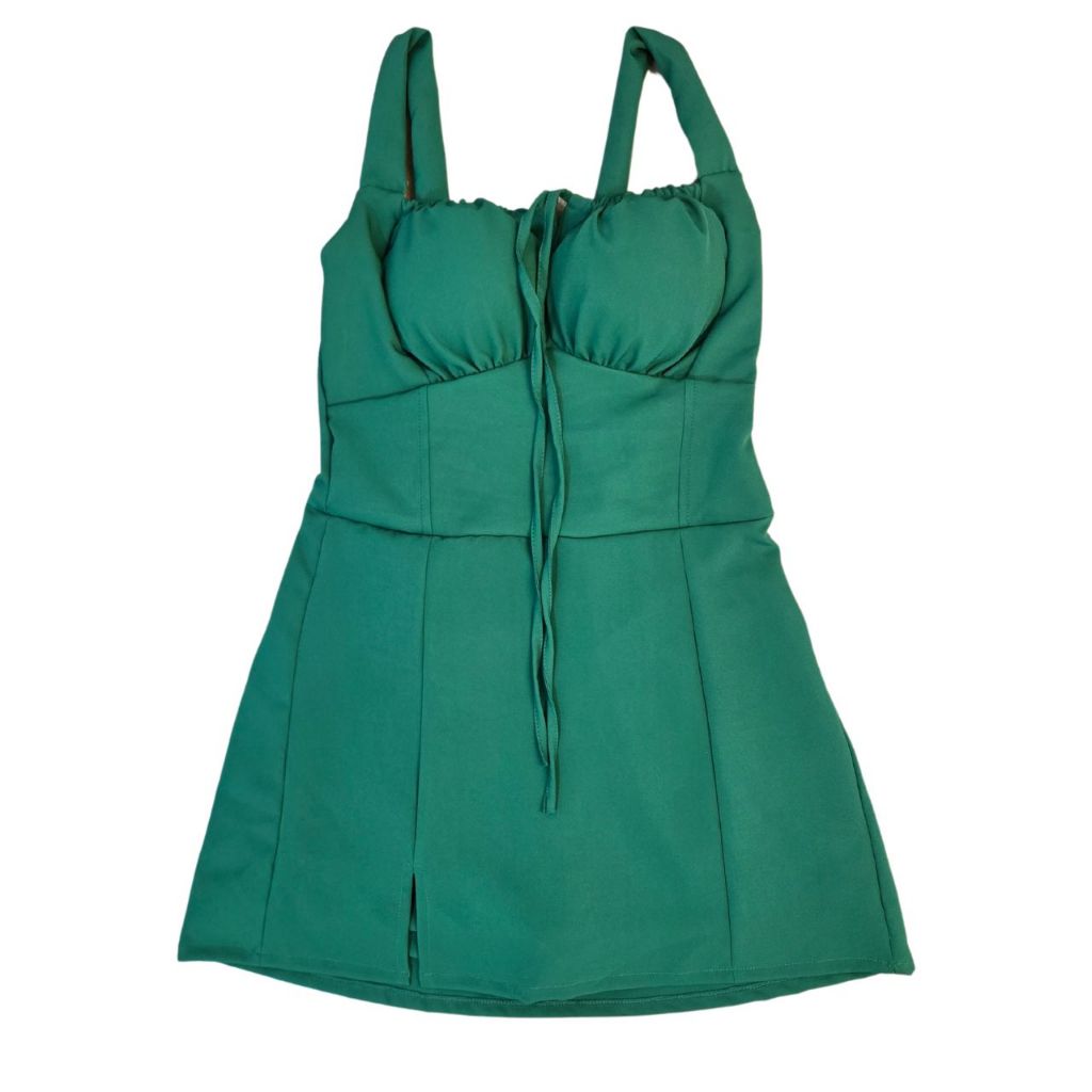 Macaquinho Feminino Short Saia Alfaiataria Com Lastex nas Costas