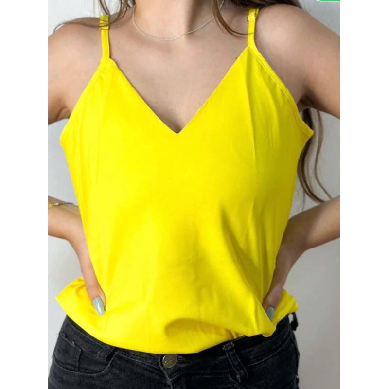 Blusa Feminina Regata com Alça Regulável Gola V